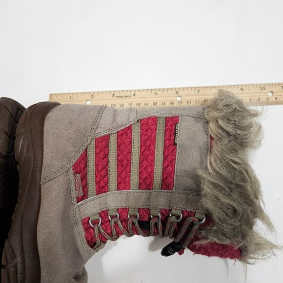 KEEN Kids Insulated Winter Boots Waterproof Slip on Pink Brown - Picture 9 of 14